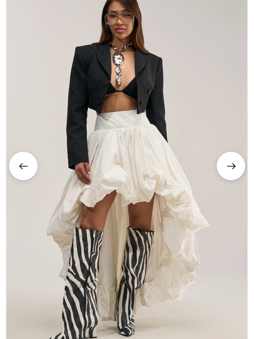 Women's White Bubble Tulle Skirt - Voluminous Layered Design - Picture 5 of 8